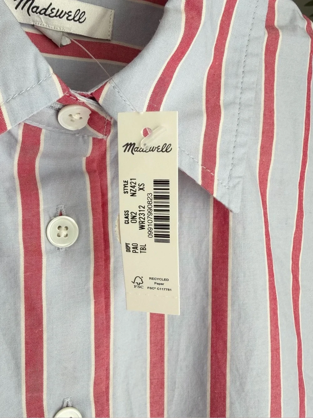 NWT Madewell The Easy Button Up Striped Shirt in Poplin - Picture 6 of 9